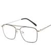Double Beam Anti Blue Light Square Prescription Glasses For The Nearsighted Vintage Metal Myopia Spectacles -0.5 -0.75 To -6.0