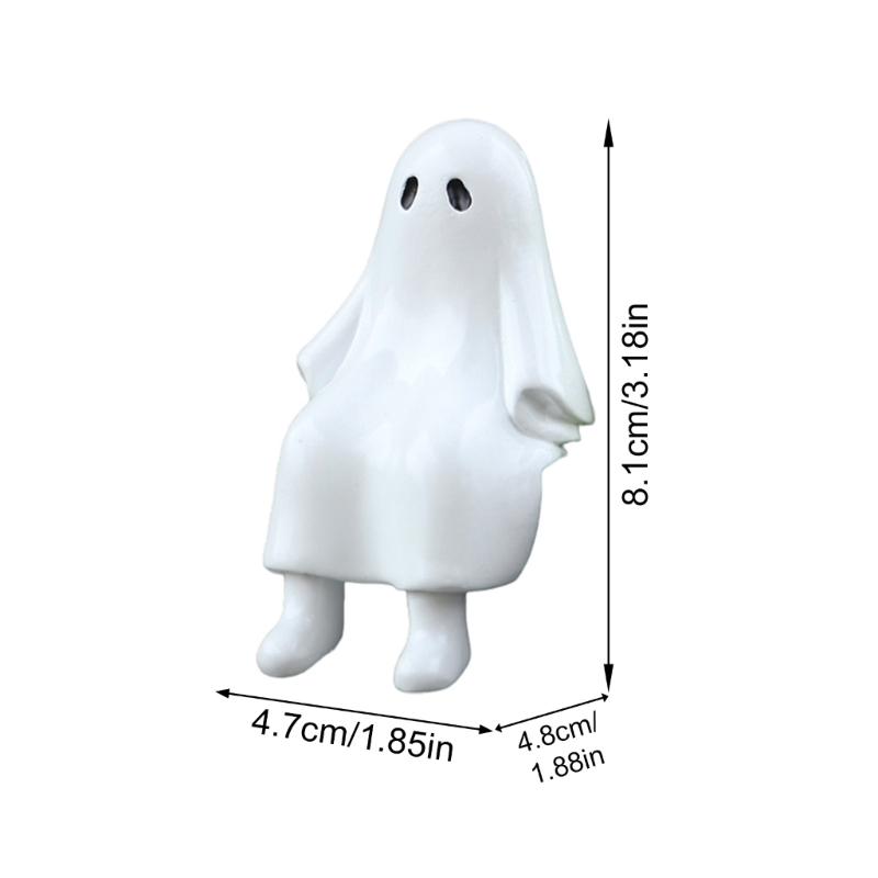 Whimsically Ghostly Sculpture Halloween Themed Resins Craft Ornament For Home Garden Decoration Weather Resistant Design