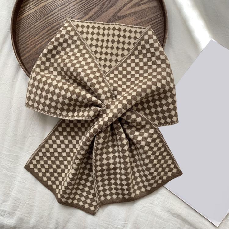 Knitted Checker Neck Gaiter for Daily Use Women Girl Neck Scarf for Winter Wear