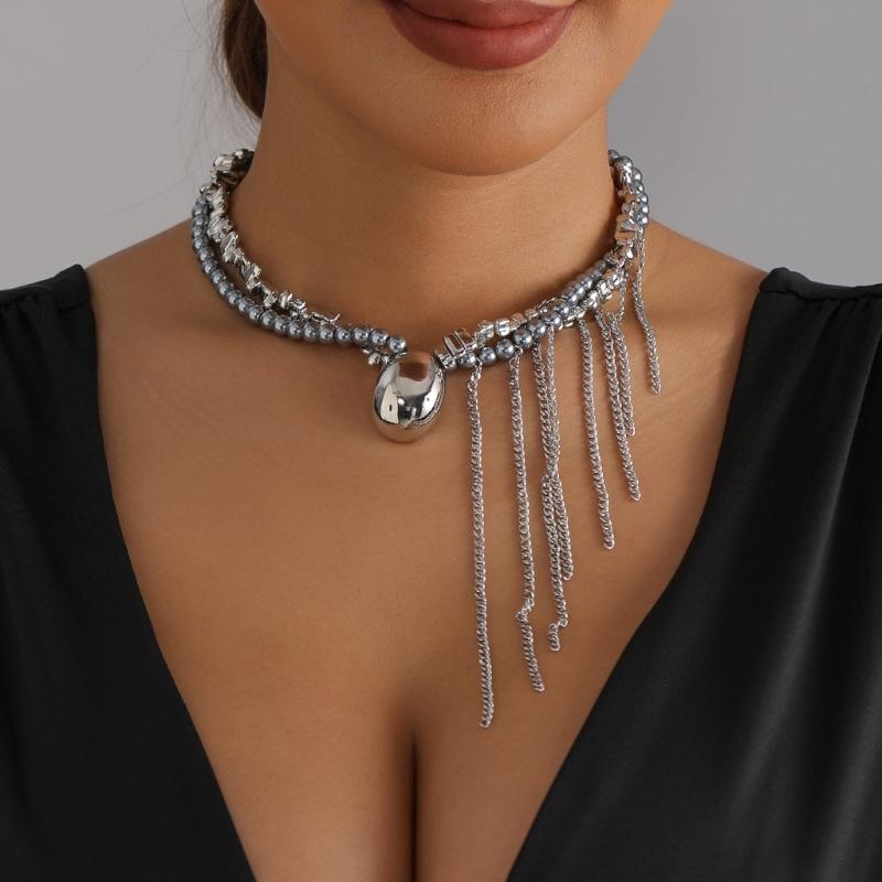 Stylish Multi Layer Necklace With Tassels Detail Elegant Look For Fashion Forward Women Lightweight And Comfortable Use