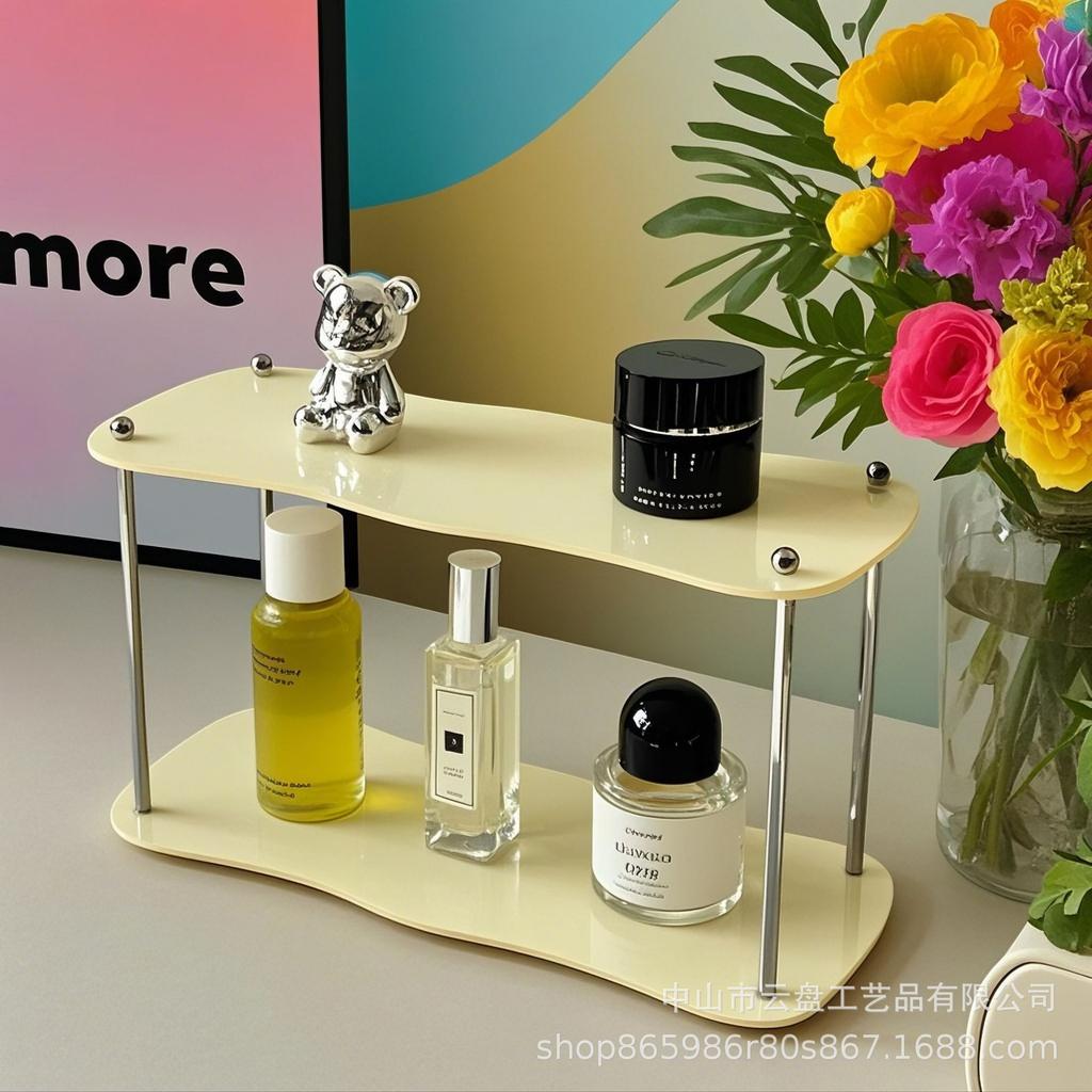 Elegant 2-Tier Clear Acrylic Display Shelf For Bedroom, Living Room, Bathroom, And Kitchen – Multipurpose Layered Storage Rack