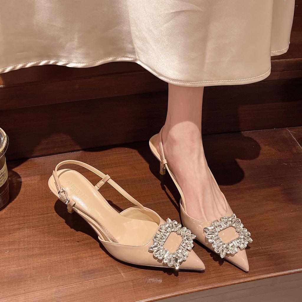 Fashion New 2025 Fashion Women High Heel Sandals Pointed Toe Rhinestone Decorated Pointed Toe Sandals Women Elegant Ladies Shoes