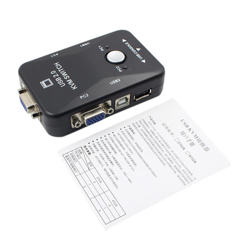 

2-портовый USB VGA KVM переключатель для совместного использования мыши, клавиатуры, монитора и компьютера чёрный