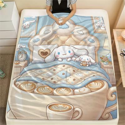 Couverture en flanelle imprimée Cinnamoroll (1 pièce), de haute qualité, idéale en toutes saisons, pour la décoration intérieure, chaude et confortable, parfaite comme cadeau de Noël.