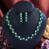 Zircons Gorgeous Shiny Green White Cubic Zirconia Earrings Necklace Sets for Women Wedding Evening Party Dress Jewelry T0981