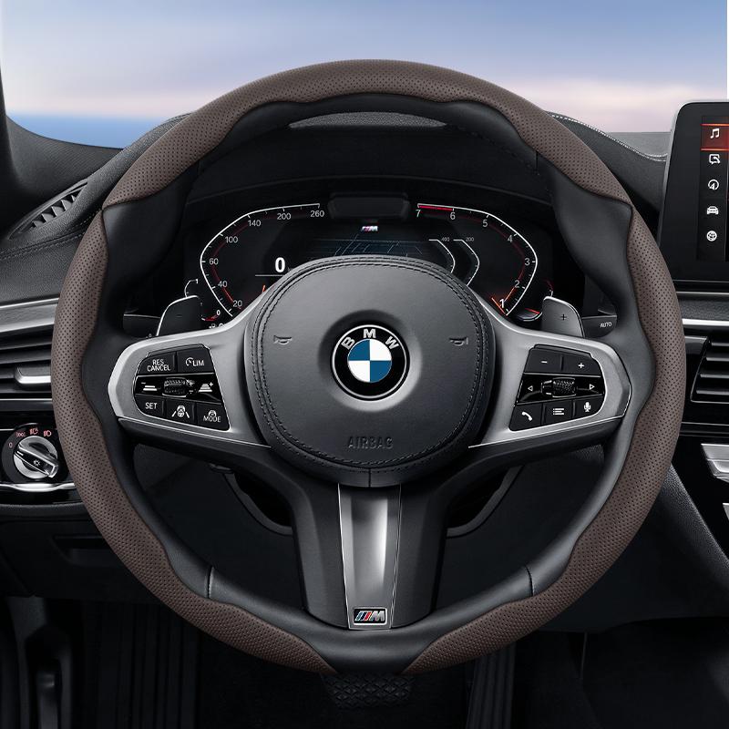 Suitable for Bmw Breathable Hole Leather Steering Wheel Cover Segmented Quick Release Design Non-Slip Durable E46 F20 E87 E39 E91 G20 F31 E93 X3 E83