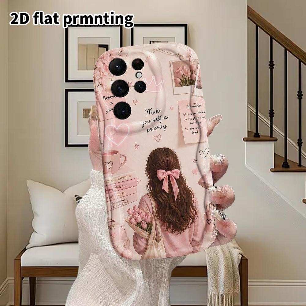 Phone Case: 2D Flat Samsung Galaxy A34 A35 M05 M06 S20 S22 S21 FE Plus 5G Protective Case, Couple Style, Holding Tulips, Christmas and Halloween Gift
