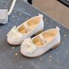 Simple Versatile Girls' Sequined Princess Shoes 2025 Autumn New Item Kids Bow Leather Shoe Lightwe Comfort Girls Casual Shoes