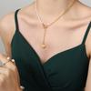 Elegant Heart Pendant Necklace with Natural Freshwater Pearl and Clavicle Chain
