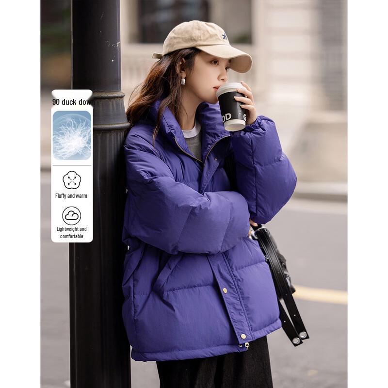 Demana Women's Lightweight Retro Stand Collar Duck Down Puffer Jacket