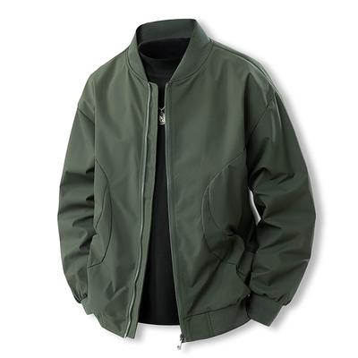 Jacket Men's Spring and Autumn Simple Loose Versatile Baseball Collar Simple Fashion Jacket