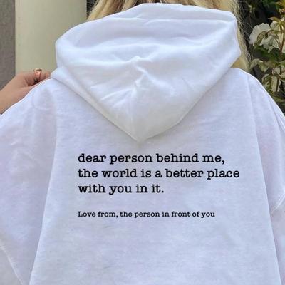 Dear Person Behind Me Hoodie Personalised Be Kind Message Hoody Unisextal Health Awareness Hoodies Long Sleeve Sweatshirt Pullovers Unisex