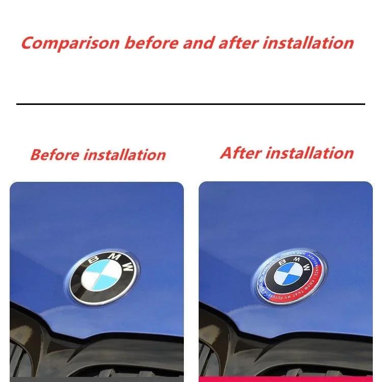 2025 Caldo 7 Pezzi Logo Anniversario 50 Anni BMW Emblema Cofano Anteriore 81mm+Targhetta Posteriore 74mm+Coprimozzo Ruota 68mm+56mm Adesivo Volante 46