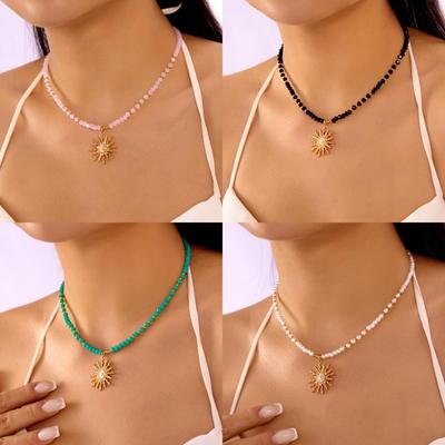Seestern Perlenanhänger Halskette: Elegante Schlüsselbeinkette für Damen