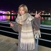 Korean Style Plaid Mohair Scarf - Women's Winter Imitation Cashmere Shawl