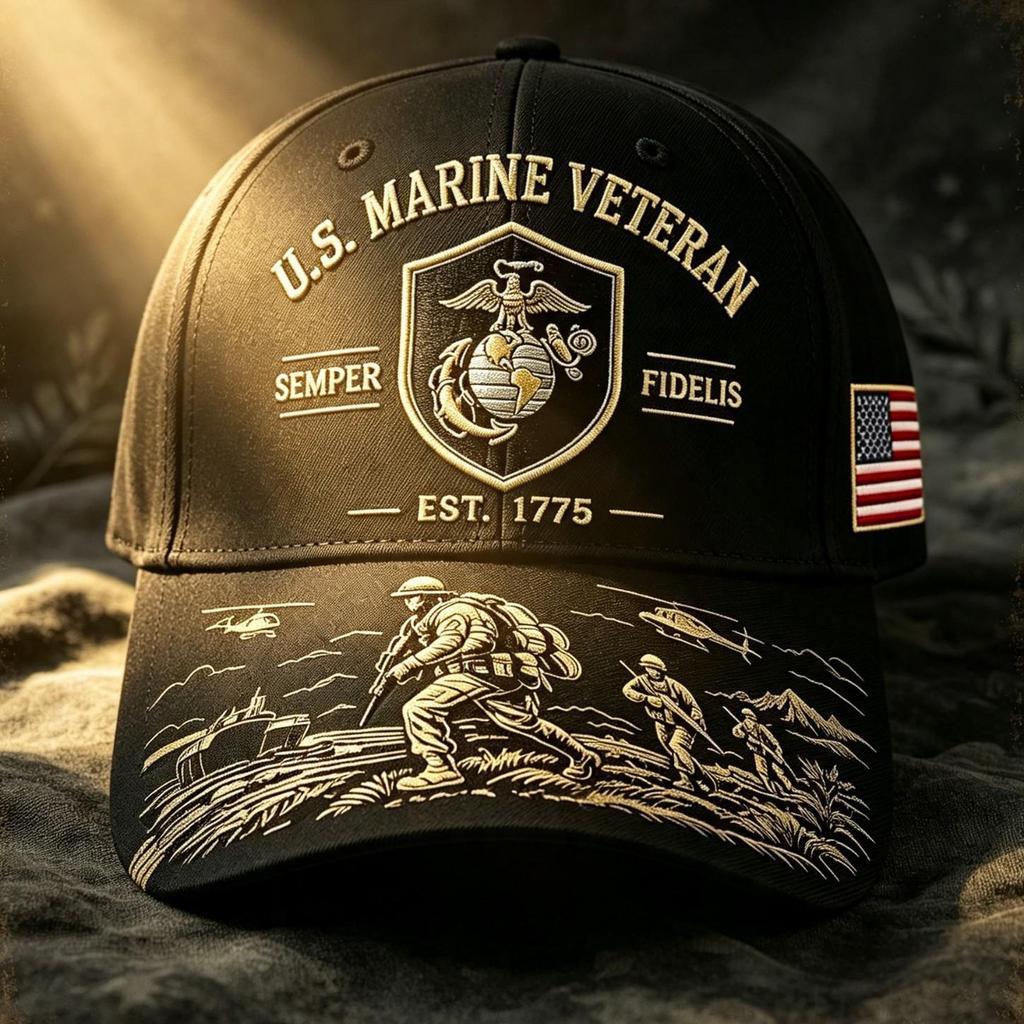2026 US Marine Corps Veteran Casual Baseball Cap with Soldier Print