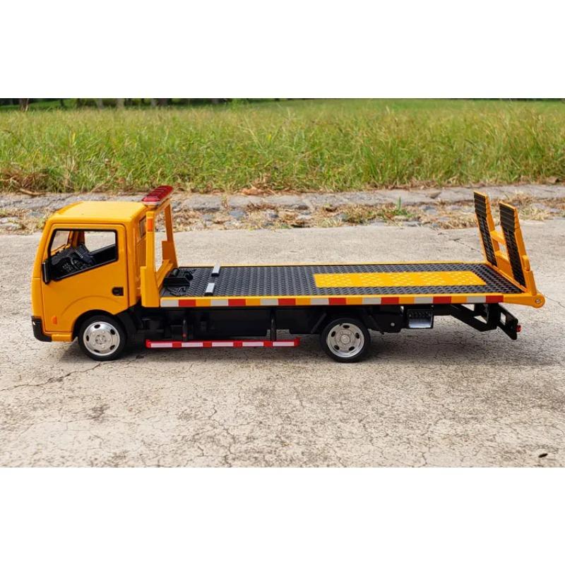 1/32 Nissan VAN-Typ-Legierungsanhänger-Modellsimulations-Metallautotransporter-Abschleppwagen-Rückziehspielzeug-LKW mit Sound und Licht