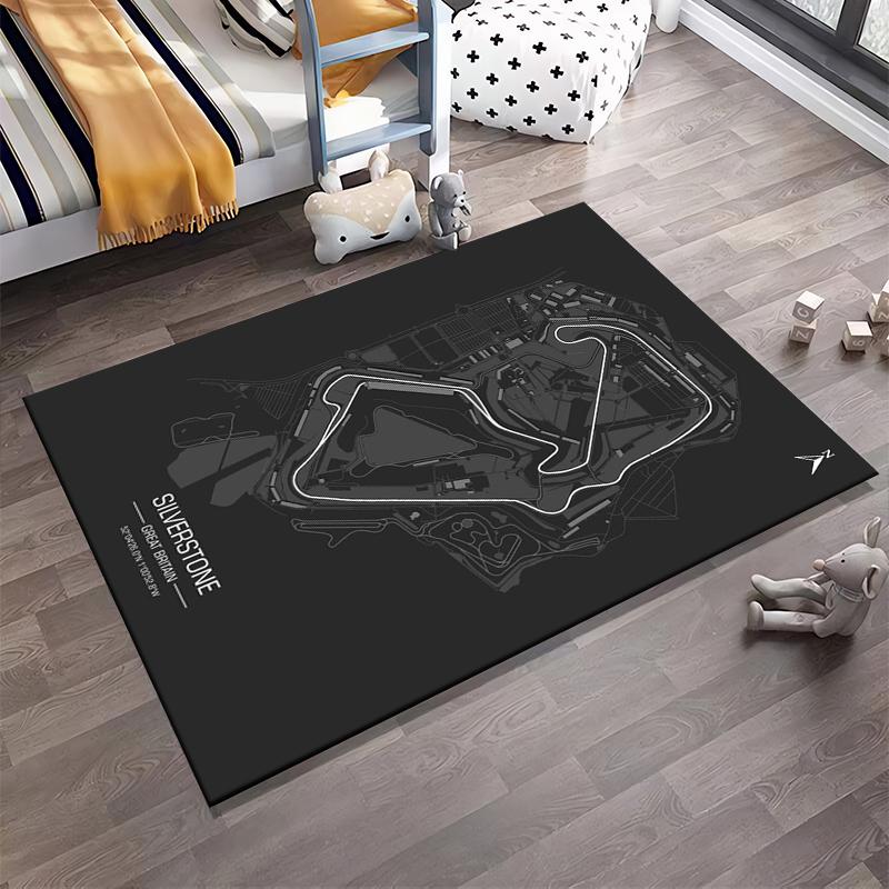 Silverstone Circuit Map Rug - Non-slip Rug Suitable for Living Room and Bedroom Sofas.
