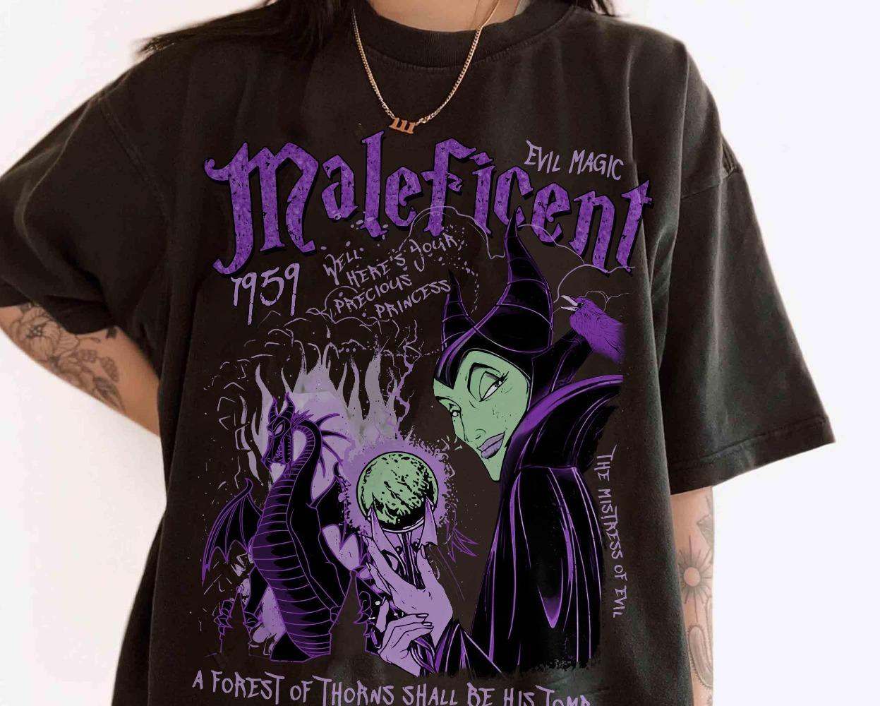 Retro Comfort Colors Maleficent Shirt Halloween Villains TShirt Maleficent Witch Sweatshirt Disney Halloween 2025 Shirt S
