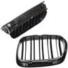 BMW 5 E39 95-03 SEDAN / KOMBI roosters tussen de koplampen (nieren) links + rechts set ZWART GLANZEND DUBBELE STAAF