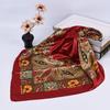 Big Cashew Flower Print Hair Scarf Sun Protection Imitation Silk Square Smooth Retro Neckerchief Scarf for Outdoor