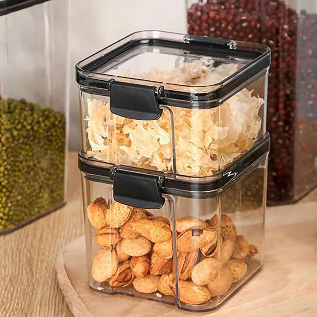 Sealed Jars Kitchen Grain Storage Organizer Large Tank Plastic Moisture-proof Storage Box Household Seasoning Jars Set