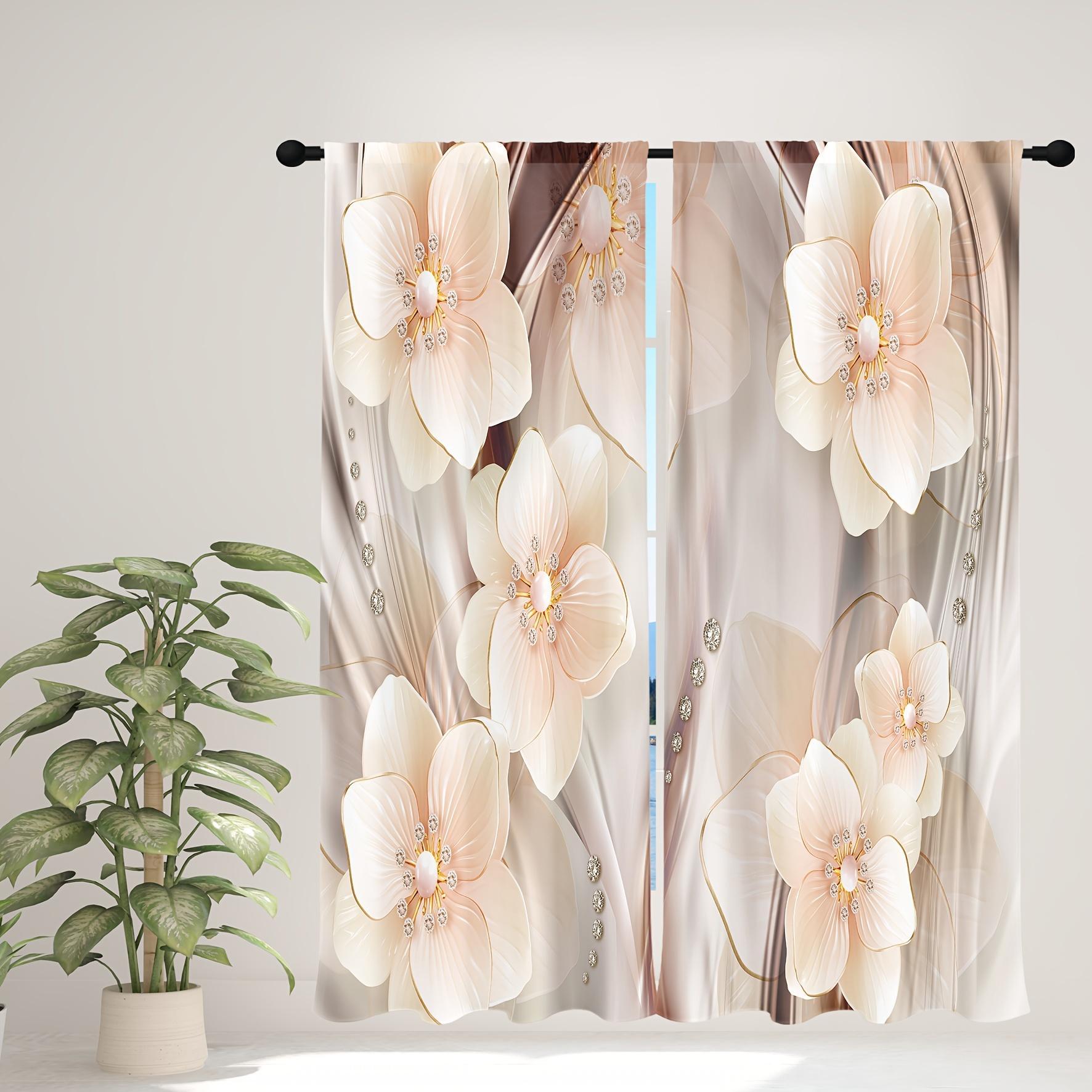 

Роскошные золотые бабочки, диамантовые цветочные шторы, жалюзи для детей, спальни, гостиной, ванной комнаты, кухни, двери, зала, домашнего декора W50 X H130(CM)X2&Grommet Top