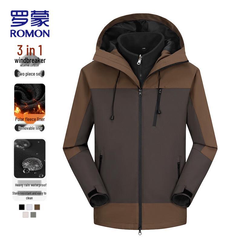 Romon Men's 3-in-1 Outdoor Windproof Fleece Lined Jacket