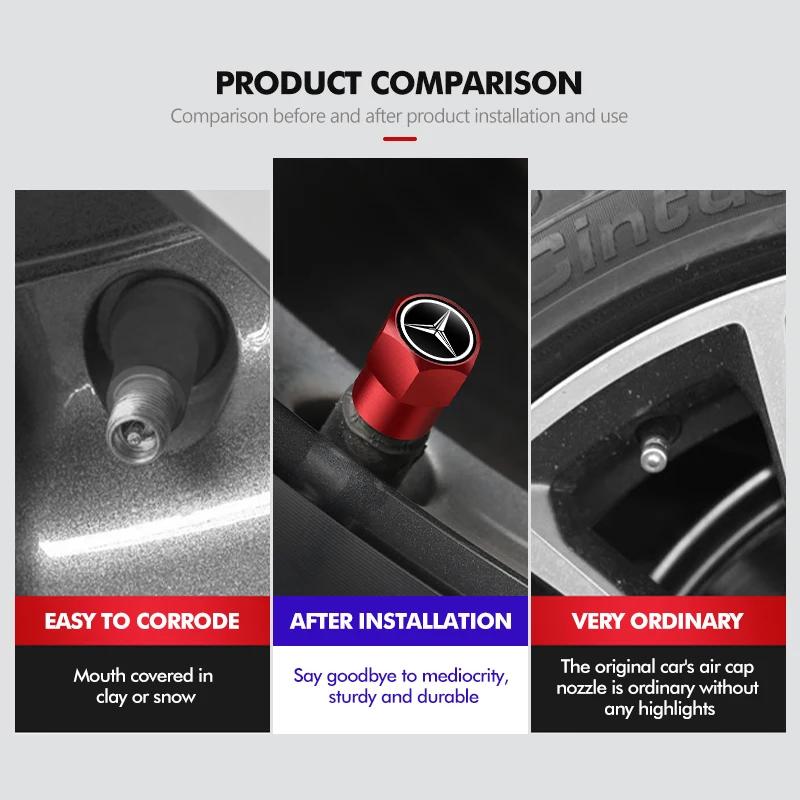 Car Sticker 4pcs Car Tire Valve Caps Wheel Air Stem Cap Cover Accessories For Mercedes Benz AMG A C E S G Class W201 W210 W108 W