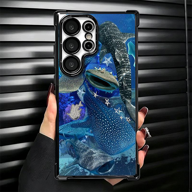 Ocean Whale Shark Soft Phone Case For Samsung Galaxy S26 Ultra S25 Edge S24 FE S23 Plus S22 S21 + S20 Plating Anti-Fall Fundas