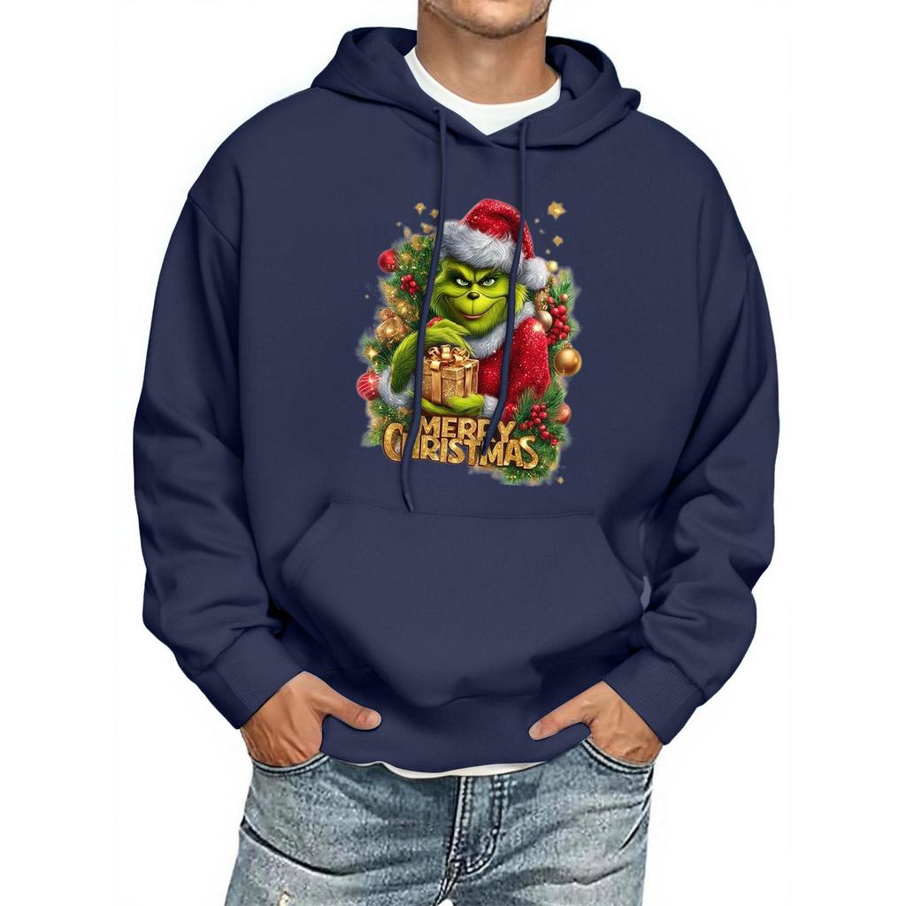 Men's Print Hooded Sweatshirt Long-Sleeve Casual Pullover Hoodie Hooded Sweatshirt