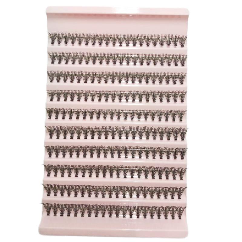 20D Hot Melt Cluster Lashes - Dense Three-Row Style, 10-Piece Curled High-Quality Segmented False Eyelashes