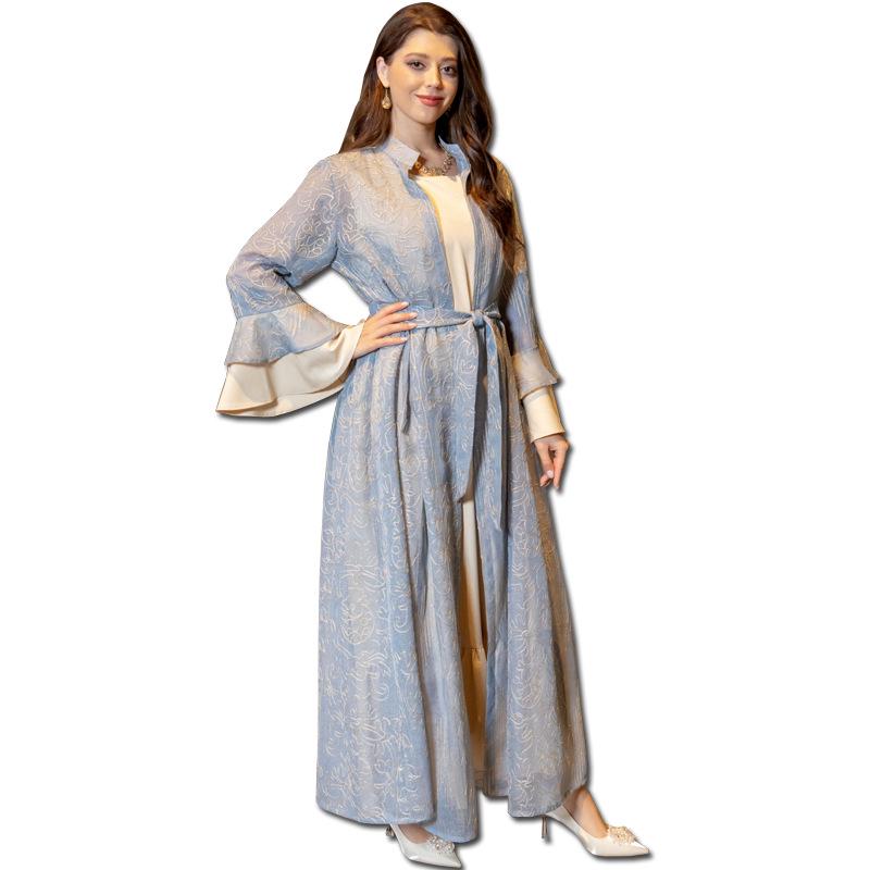 AB318 Ruffled Sleeve Evening Abaya Dress for Muslim Women