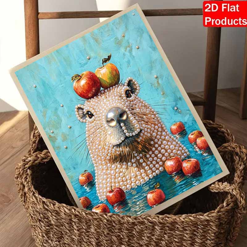 DIY Pearl Painting Canvas Cute Animal Design Shiny 3D Bead Art Kit Creative Leisure Craft for Living Room Wall Decor
