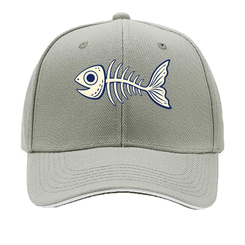 Playful Minimal Fish Skeleton Outlin Sandwich Baseball Cap Sun Cap Outdoor Workouts Hat