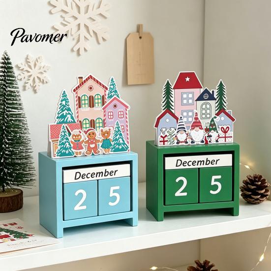 Festive Tabletop Decoration Christmas Countdown Blocks, Desktop Advent Calendar with Movable Decorative Party Essentials Days Until Xmas Ornament for