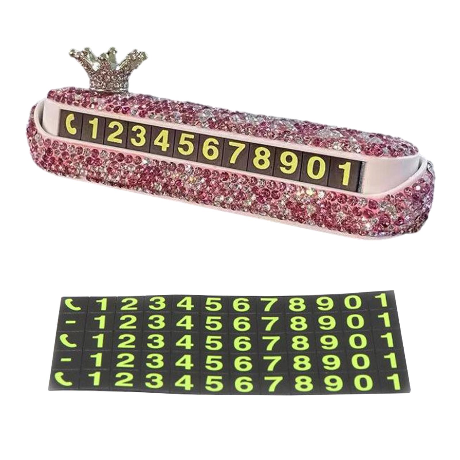 

Знак временной парковки автомобиля, женский трендовый креативный номер телефона, парковочная карта, автомобиль, движущийся светящийся цифровой орнамент для автомобиля розовый