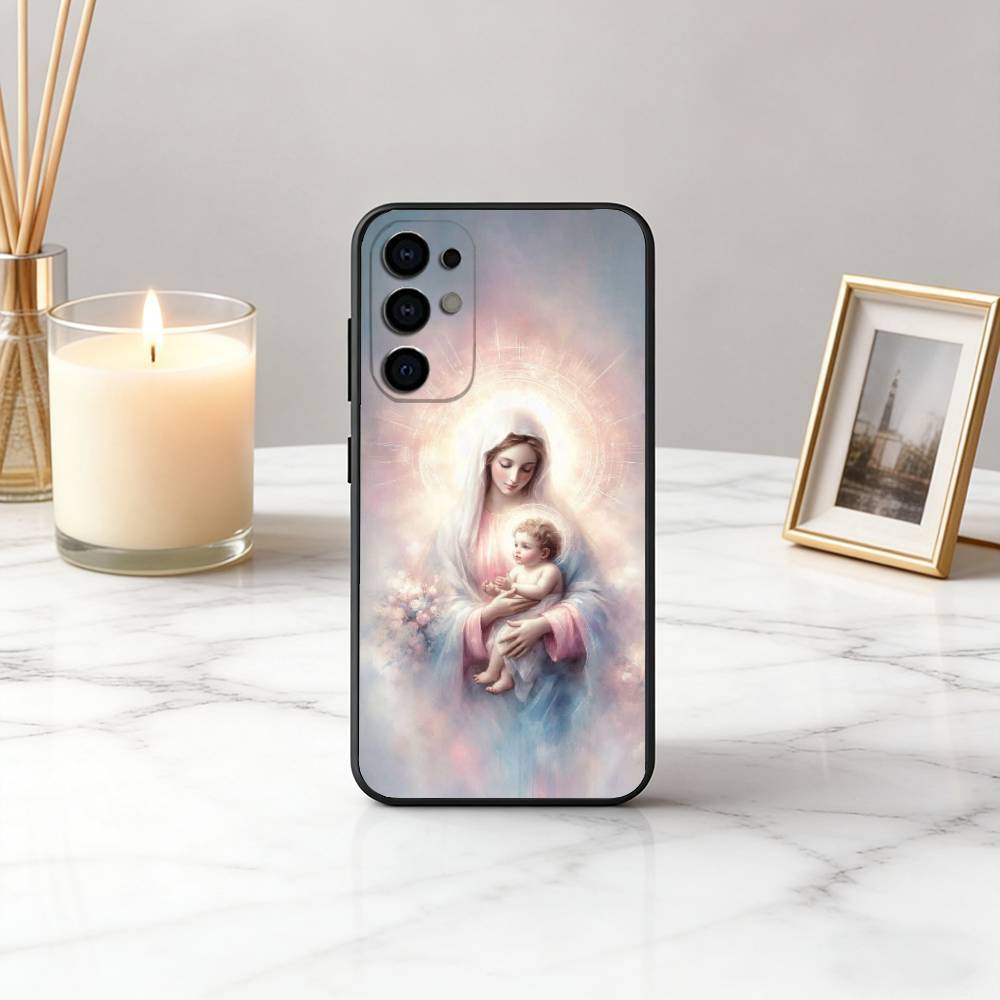 

Kind B-Blessed V-Virgin M-Mary Phone Case Black Silicone Soft For Samsung S25,S24,S21,S22,S23,S30,Ultra,S20,Plus,Fe,Lite Samsung S23plus5G