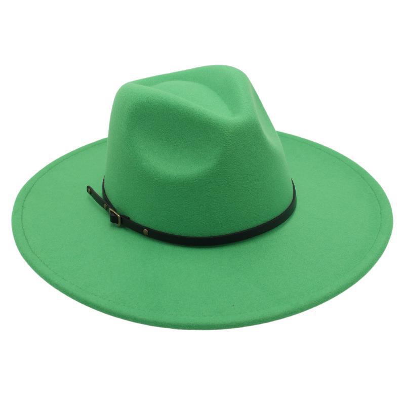 Belt Buckle Top Hat Jazz Hat Men'S And Women'S Felt Hat Woolen Hat Wool Versatile Street Shot