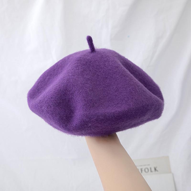 Women's Cross-Border Wool Beret: Autumn/Winter Korean-Style, British Retro Octagonal Painter Hat for Large Head Circumference