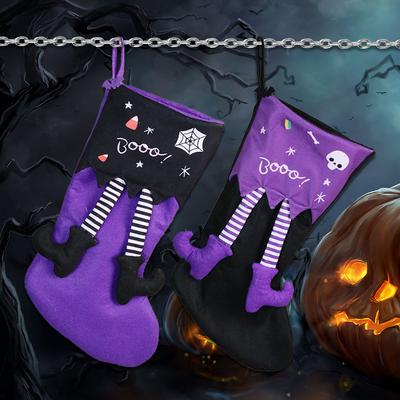 Długie Nogi Pończochy Halloweenowe Torba Kreatywna Czarownica Średniej Długości Dekoracja Butów na Halloween Świąteczne Prezenty Dekoracja Domu
