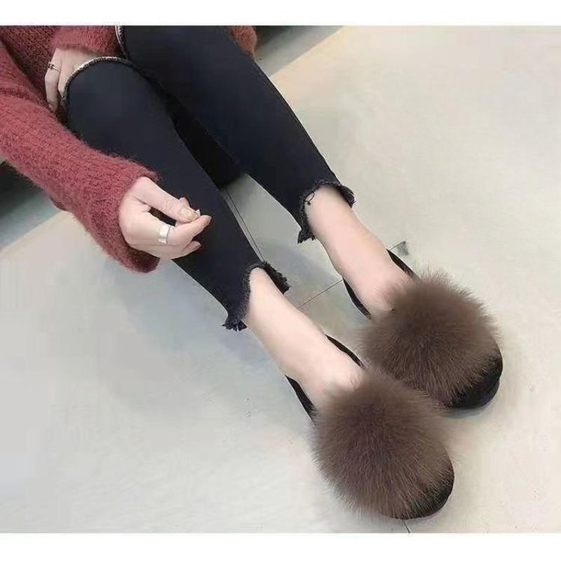 Single-shoe Women's Outerwear Shoes with Fleece, Warm, Comfortable and Versatile Cotton Shoes