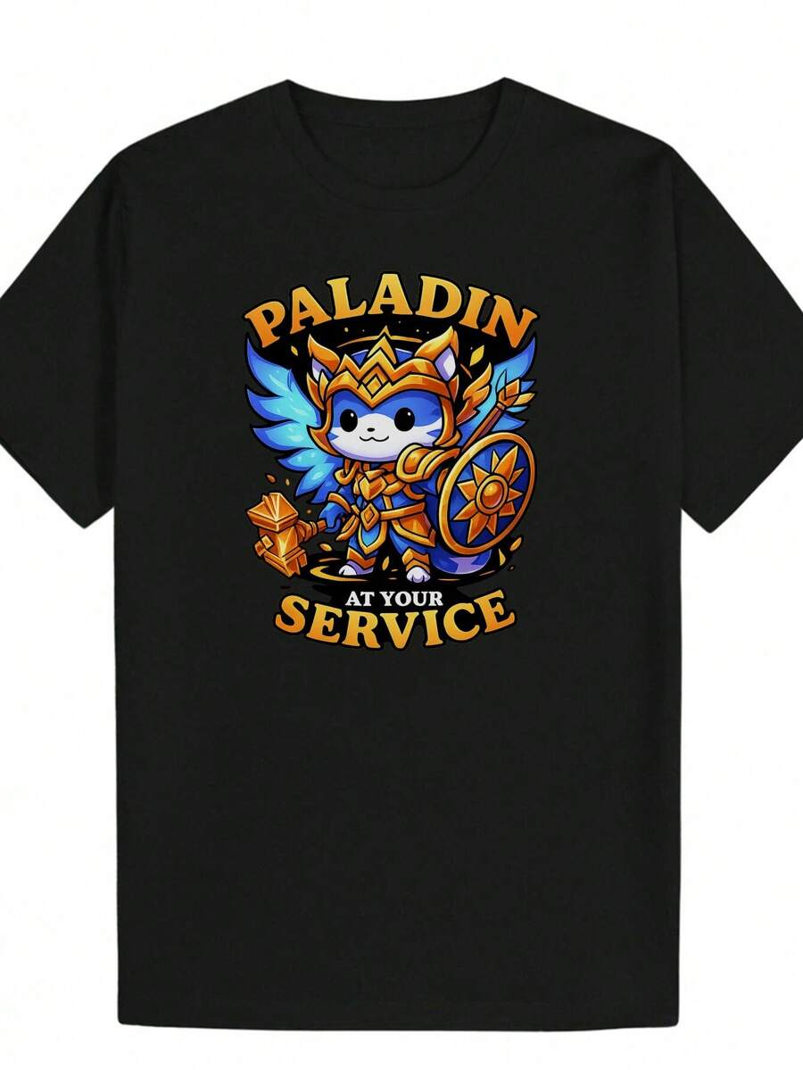 

Unisex S Casual Summer T-Shirt - Vibrant Cartoon Warrior Design With PALADIN Graphic L