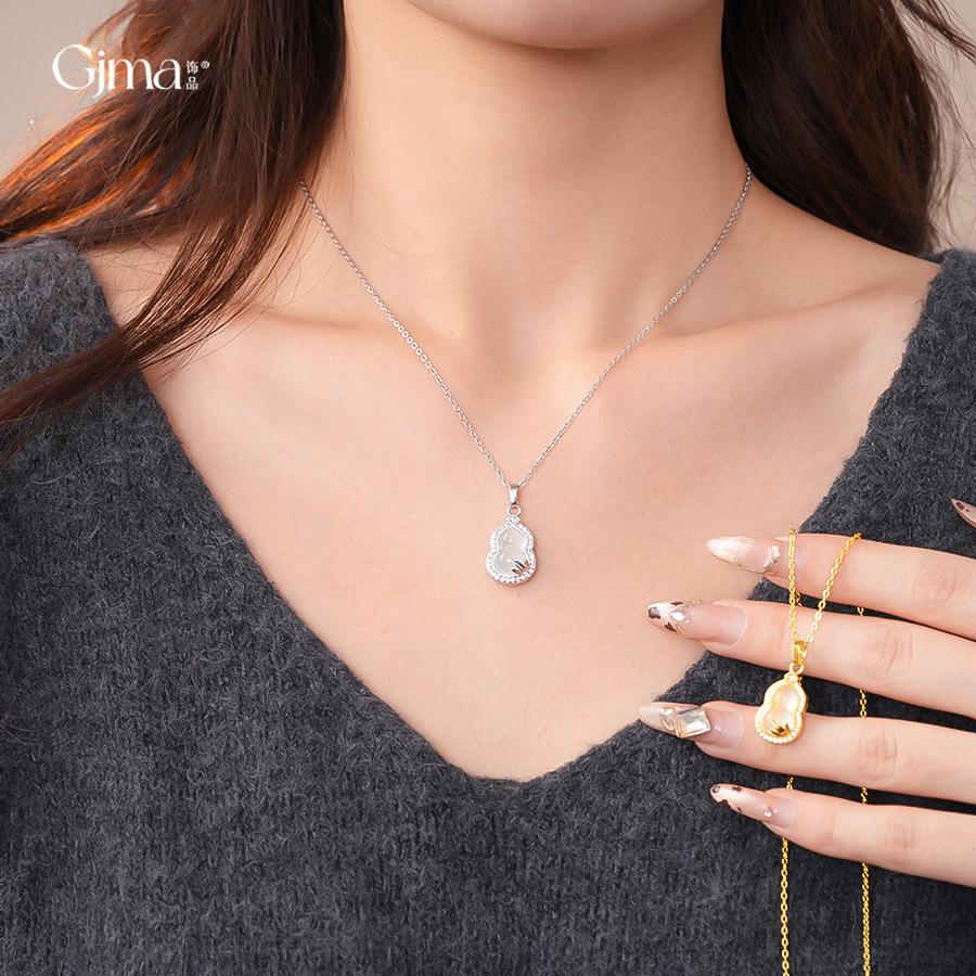 New Chinese zircon stone gourd necklace design sense collarbone chain necklace