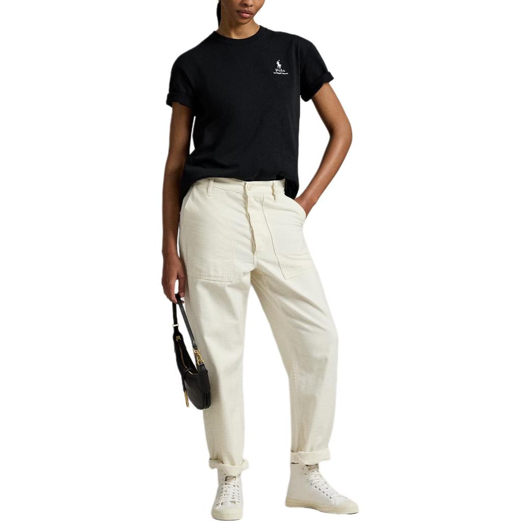 Polo Ralph Lauren Plain Knit Crew Neck Short Sleeve Regular T-Shirt Women T-Shirts Black 211971712-002