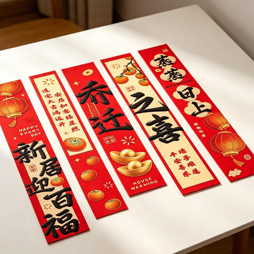 Chinese Housewarming Banner Set Festive Atmosphere Home Good Luck Scrolls