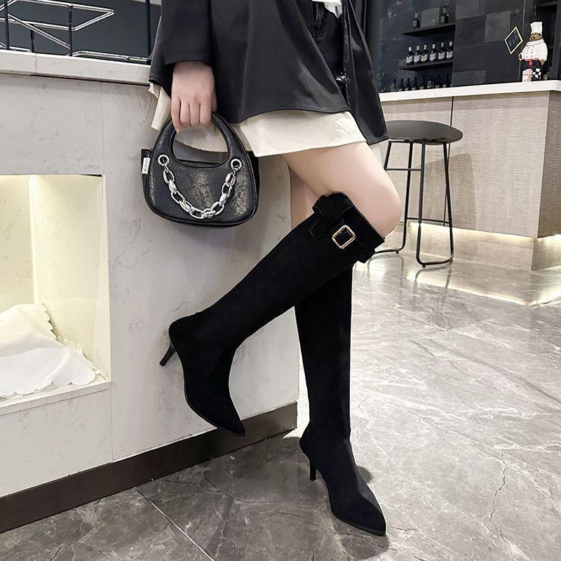 Commuter style casual versatile pointed thin heel Martin boots autumn and winter new fashion versatile comfortable long boots