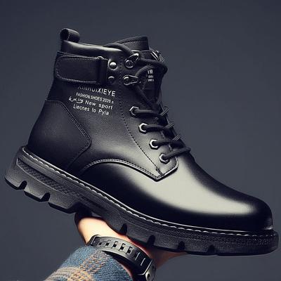 Martin Boots Men's Autumn and Winter Men's Shoes 2 New Men's Velvet Boots High-top Shoes Versatile Casual Leather Shoes