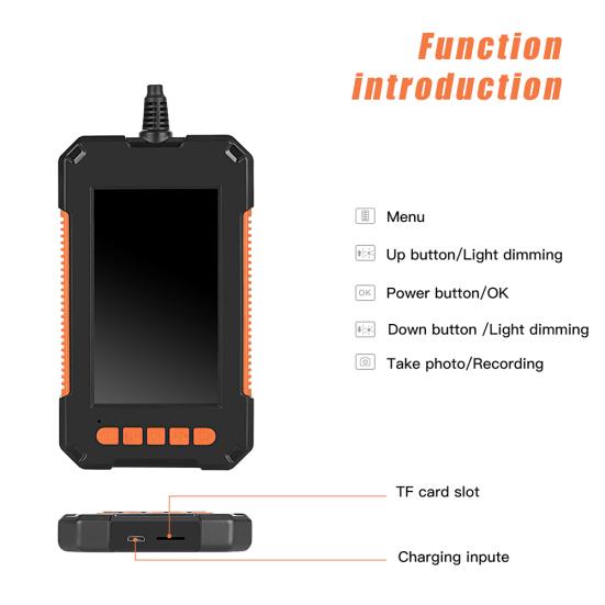 HD 1080P IP67 Waterproof Industrial Endoscope Camera with 4.3 Inch Screen 8LED