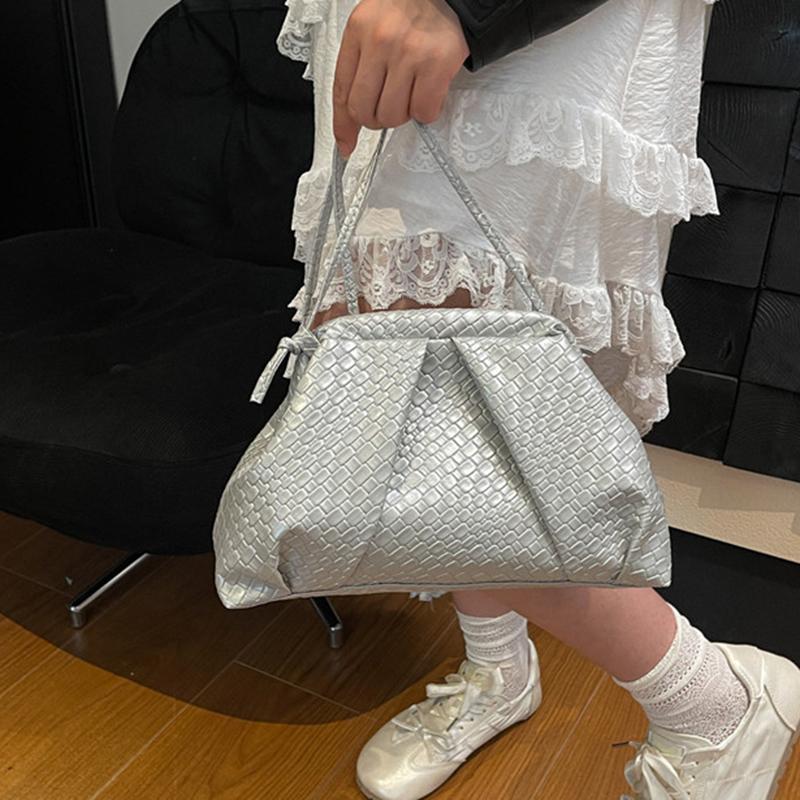 Woven Clip Women's Cloud Bag Fashionable Light Luxury Pleated Small Versatile and Stylish Shoulder Clutch Crossbody Bag